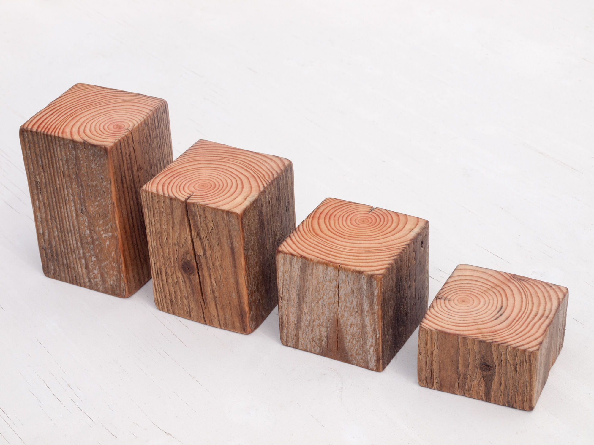 Rustic Weathered Wood Riser Blocks — 65mm x 65mm x Height Options